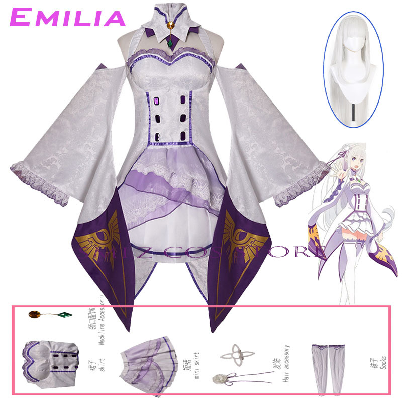Emilia Cosplay Anime Re Zero K - огляд і ціна Costume Anime Cosplay