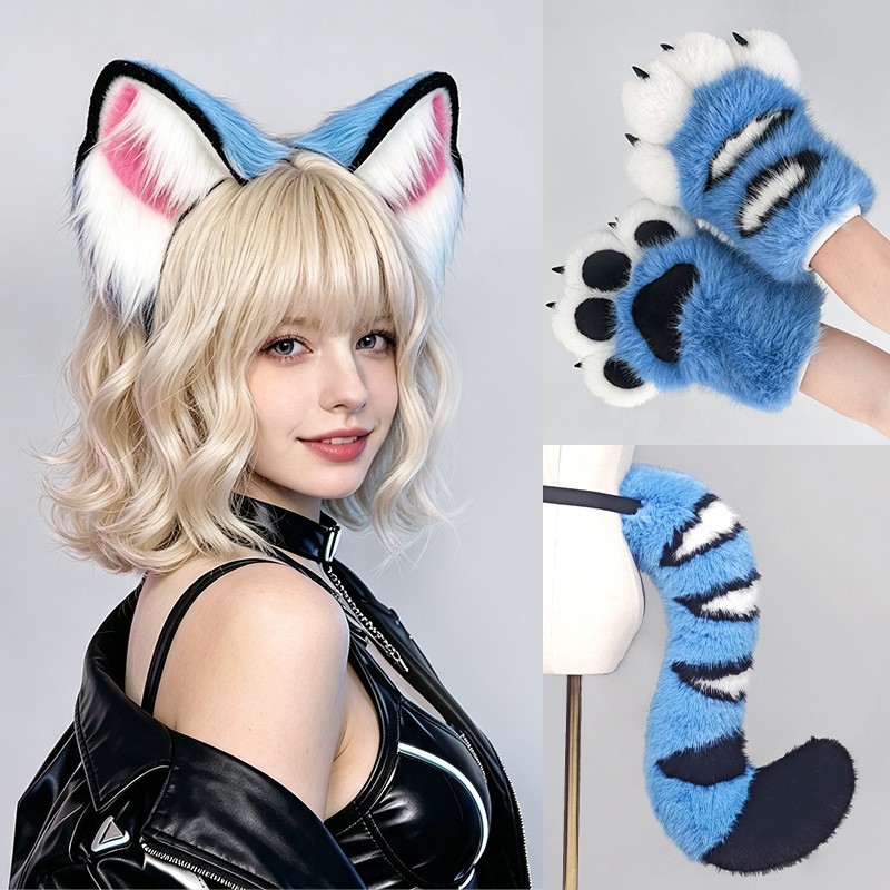 Blue Tiger Fursuit Ears Tail S - огляд і ціна Convention Cosplay Anime